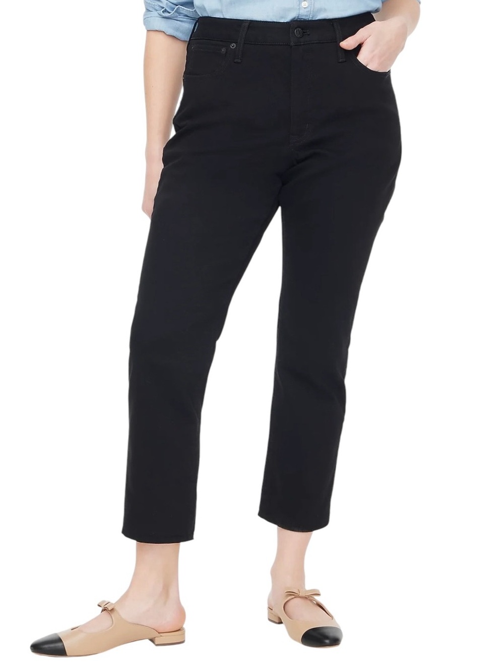 J. Crew Factory Tall curvy essential straight black jean‎ all-day stretch SZ 27T